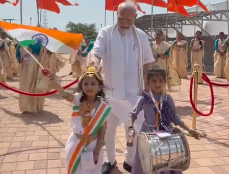 PM Modi inaugurates 'Namo Kamalam' in Navsari; interacts with children