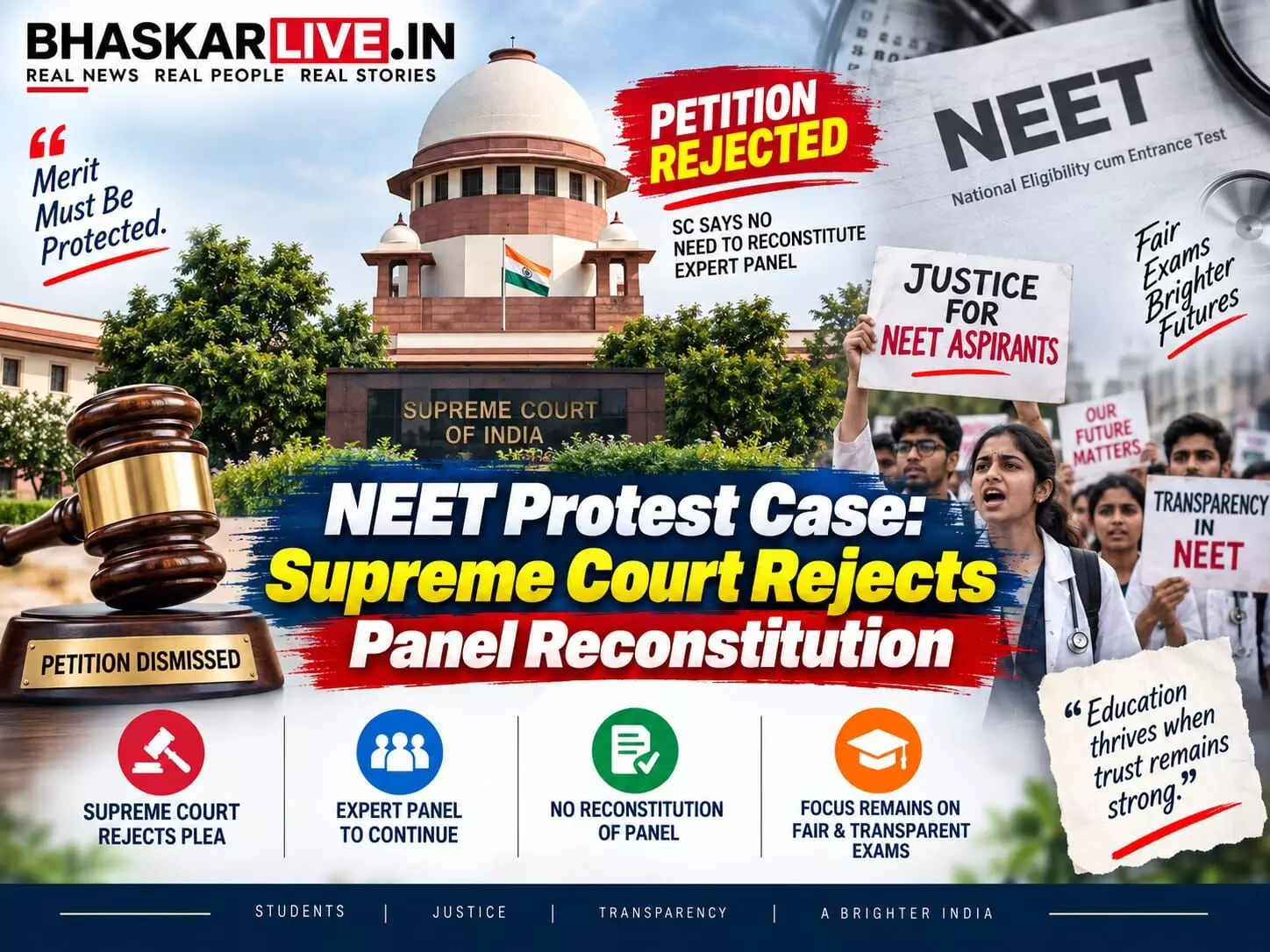 Supreme Court Rejects Panel Reconstitution | Supreme Court Rejects Request to Change NEET Protest Panel