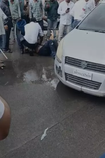 Indore man sustains severe burns as moving car catches fire, police rush him to hospital